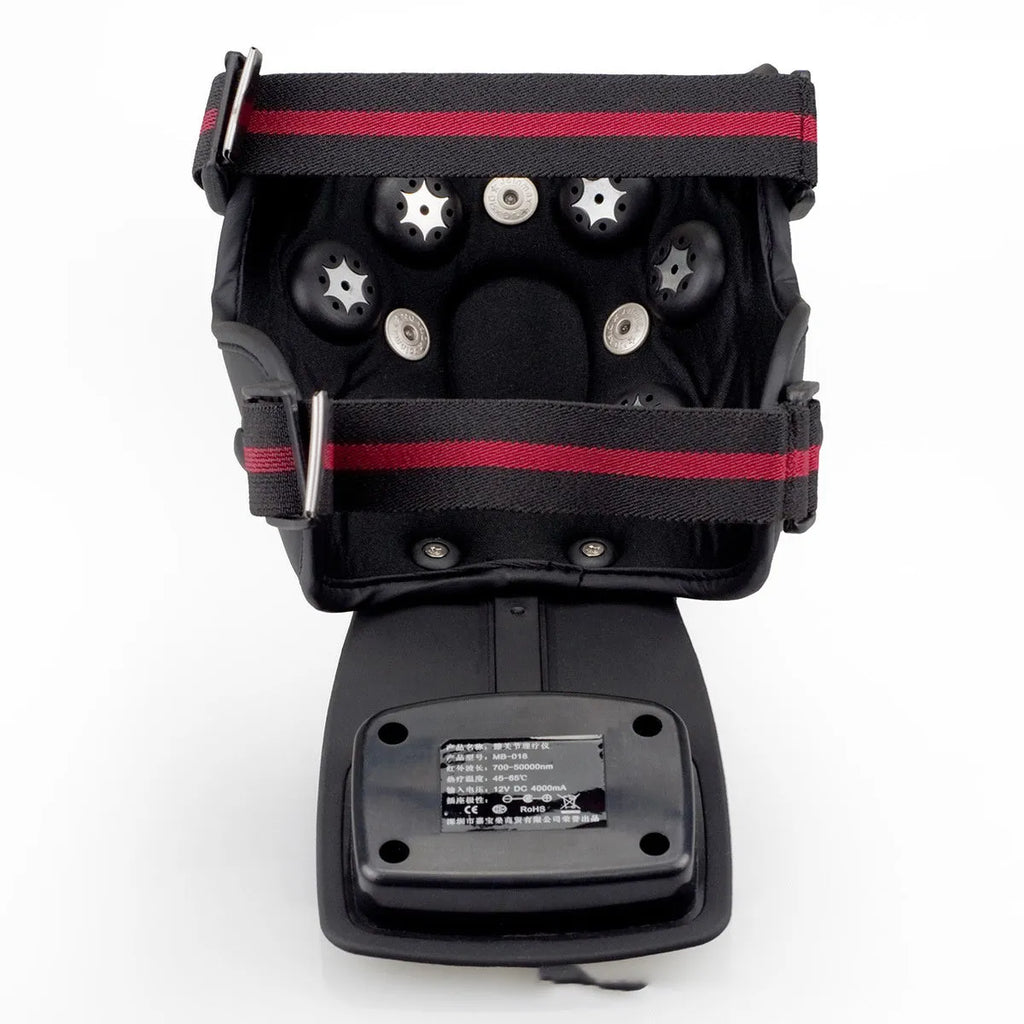 Knee massager unit with infrared heat function, knee pads, shoulder pads and international power adapters