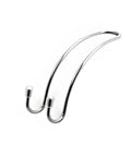 Stainless steel double head hook, silver, 3.4x11 cm, one pair for car seat back or hanger