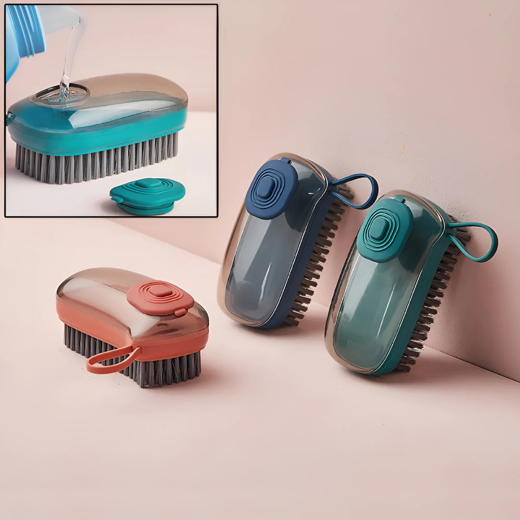 Automatic liquid cleaning brush with ergonomic ABS handle for shoes and laundry cleaning