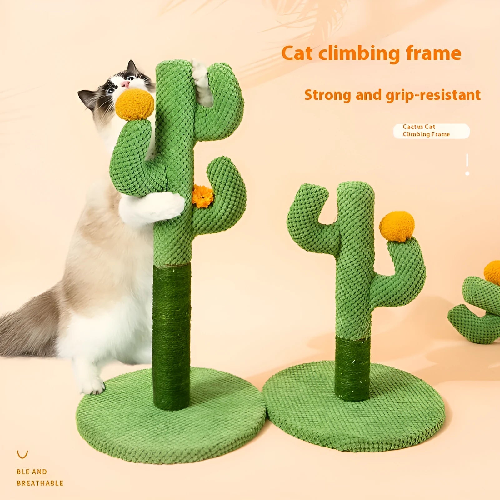 Cactus cat scratching pole climber with coconut tree board for pet cats to grind claws