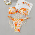 Printed flower pattern polyester bikini swimsuit for women in multi-colour, available in sizes S to XL