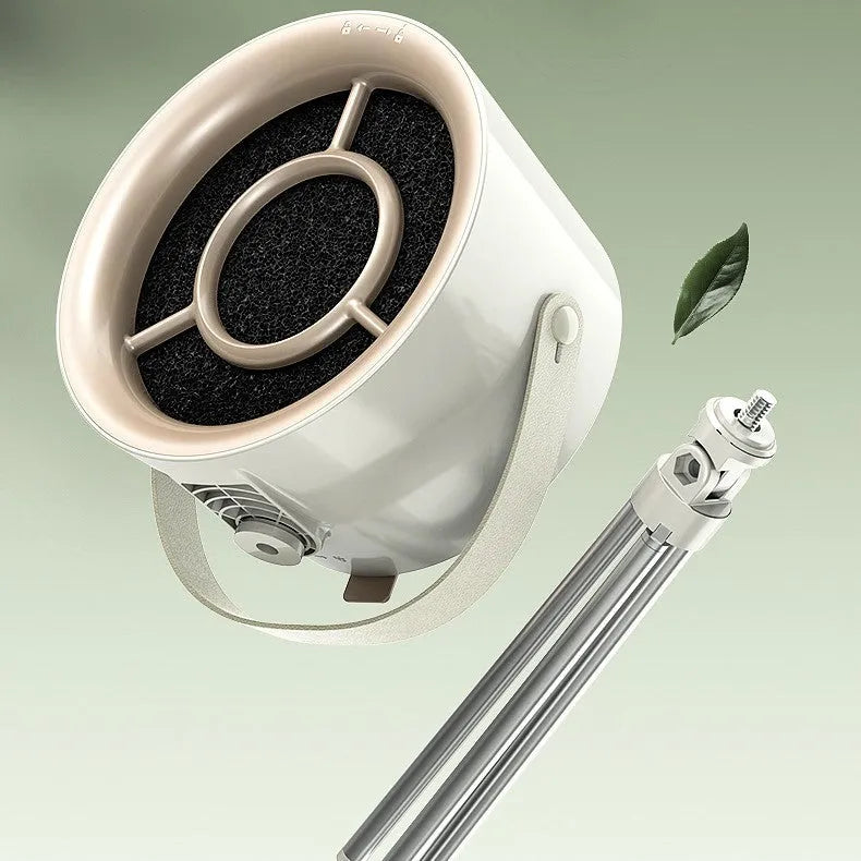 Milky white portable desktop kitchen exhaust fan with USB cable and three-speed controls