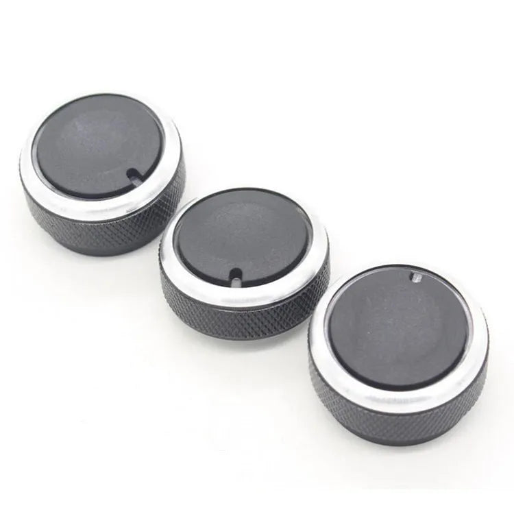 Three black aluminium alloy air conditioning knobs for Chevrolet Lefeng and Lechi vehicles.