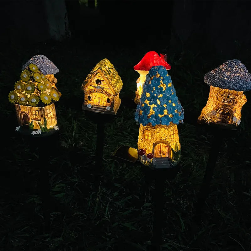 Flower-shaped outdoor waterproof LED garden light for solar resin houses