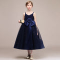 Blue chiffon girls princess dress with flowing skirt suitable for 100-160cm height