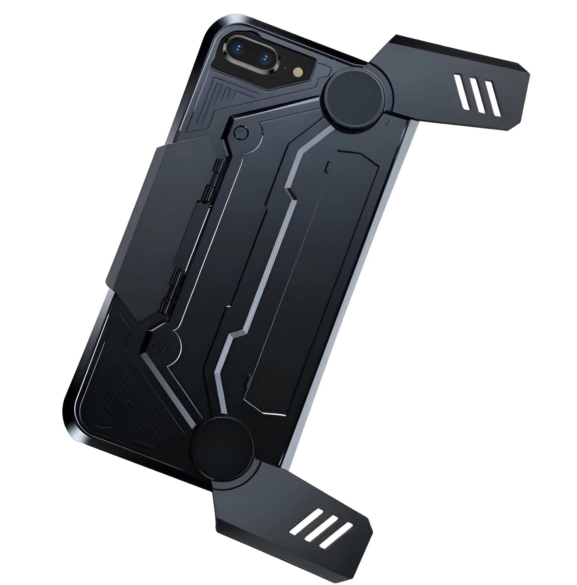 Black gamepad smartphone case for iPhone showing integrated controller buttons on a protective housing