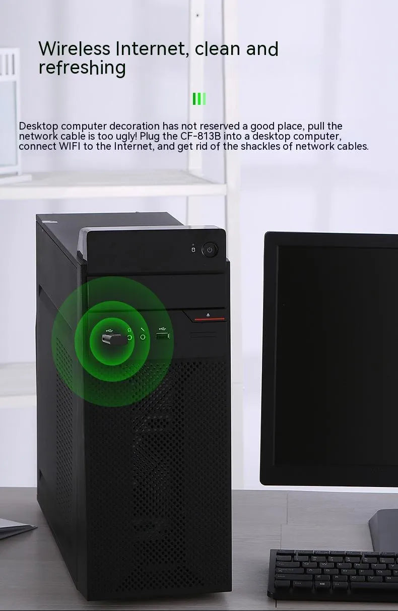 Black USB dual-band Bluetooth network adapter with nickel-plated connector
