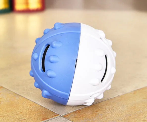 Dog leaking toy in TPR and plastic, blue colour, interactive bite toy with treat dispensing mechanism