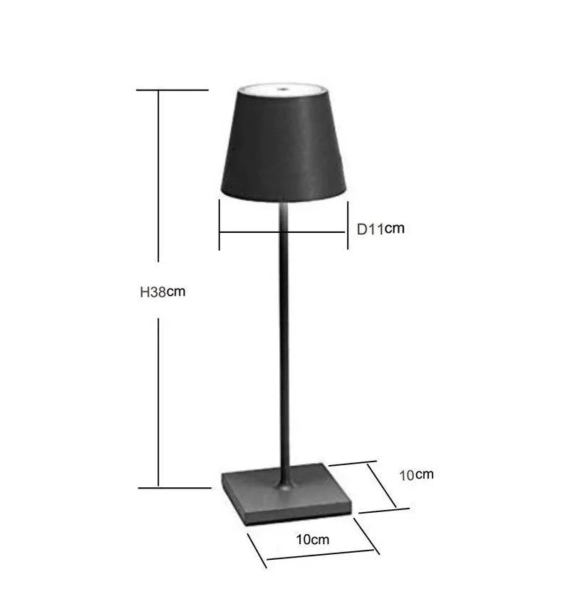 Touch dimming wireless table lamp 38x10cm aluminium acrylic construction warm 3000K black finish