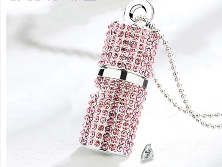 Crystal cylinder lipstick shaped USB flash drive in red with metal shell