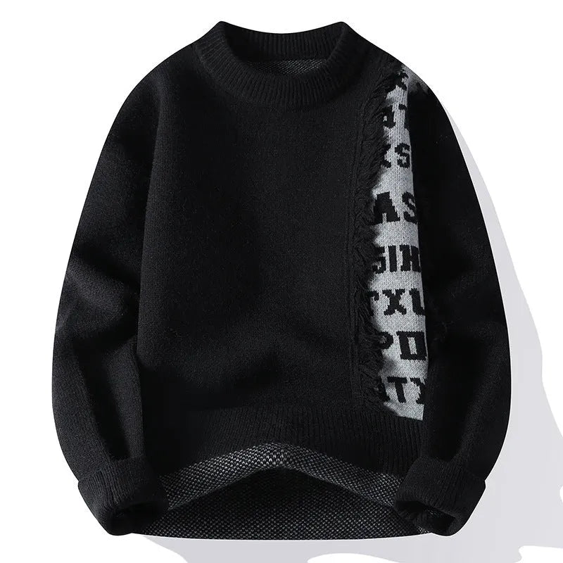 Men's loose fit knitted pullover with long sleeves and ribbed hem in multiple colours