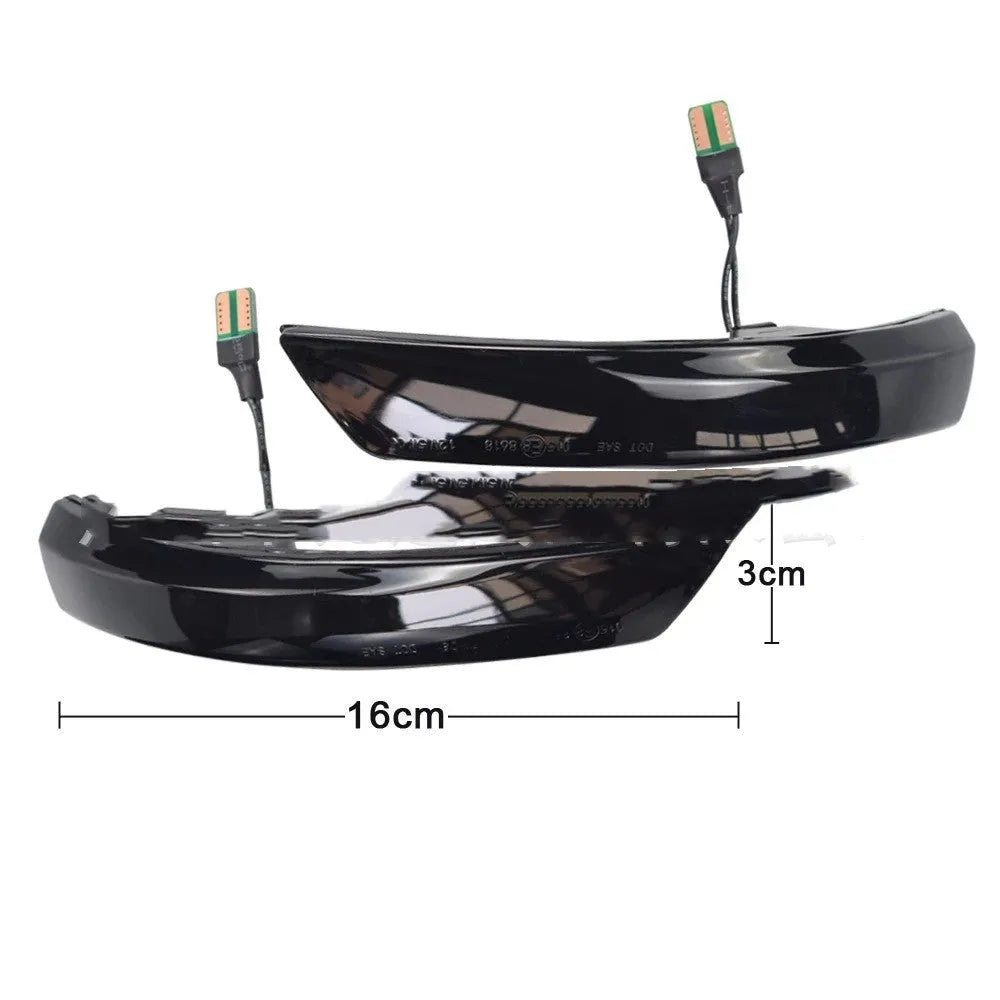 Ford Focus rearview mirror waterfall light accessory in ABS with yellow or yellow/blue LED options