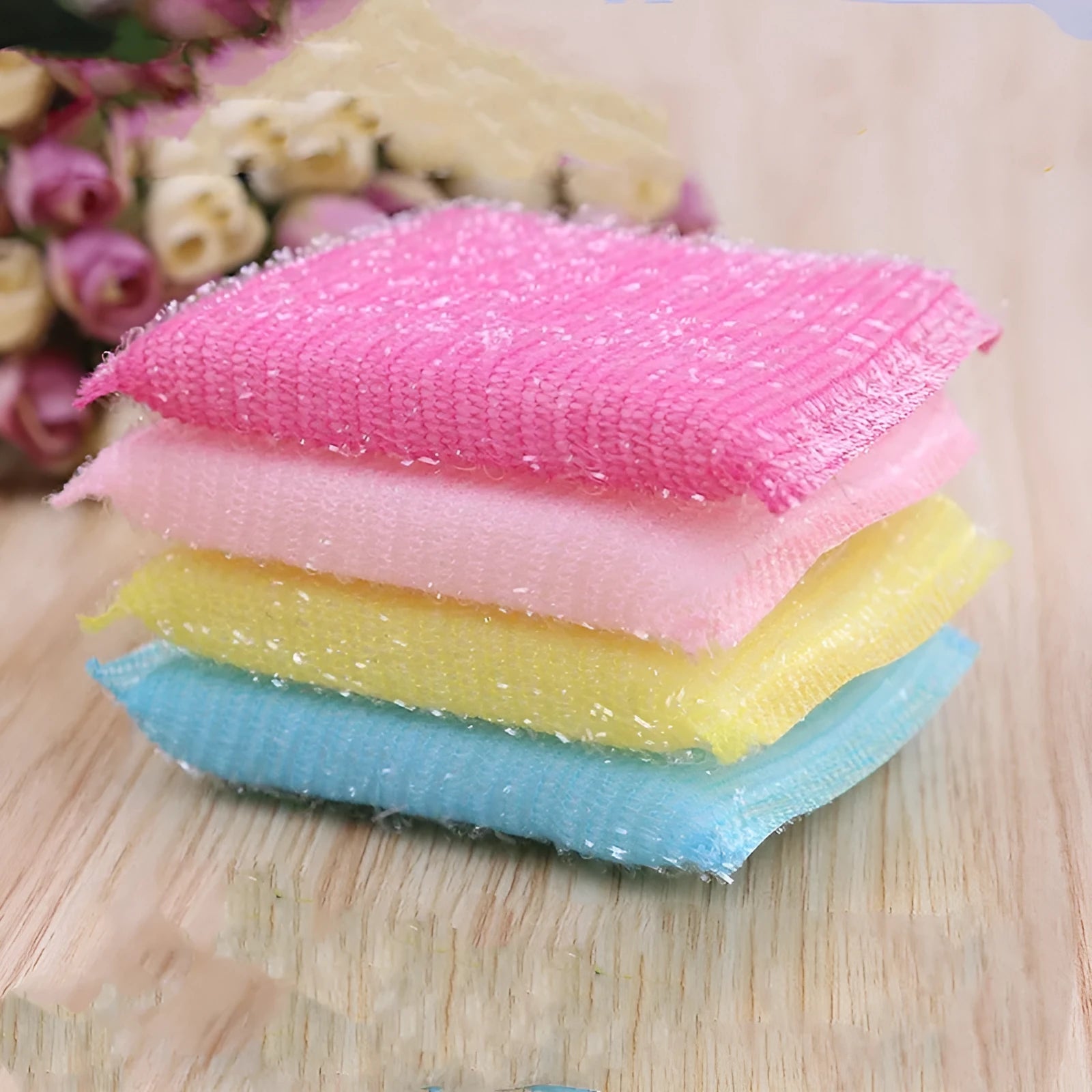Pinstripe fabric sponge mop in macaron colours for kitchen cleaning