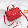 Women's medium PU square shoulder handbag with cover opening and multiple interior pockets