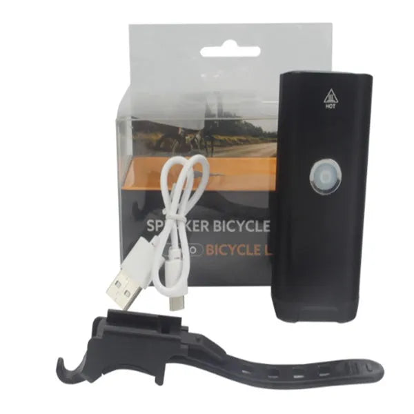 Black bicycle light with over-discharge protection for night cycling on a bike handlebar