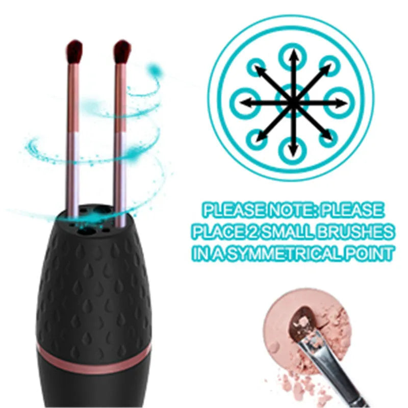 Black electric makeup brush cleaner with ABS body and rechargeable charging power source
