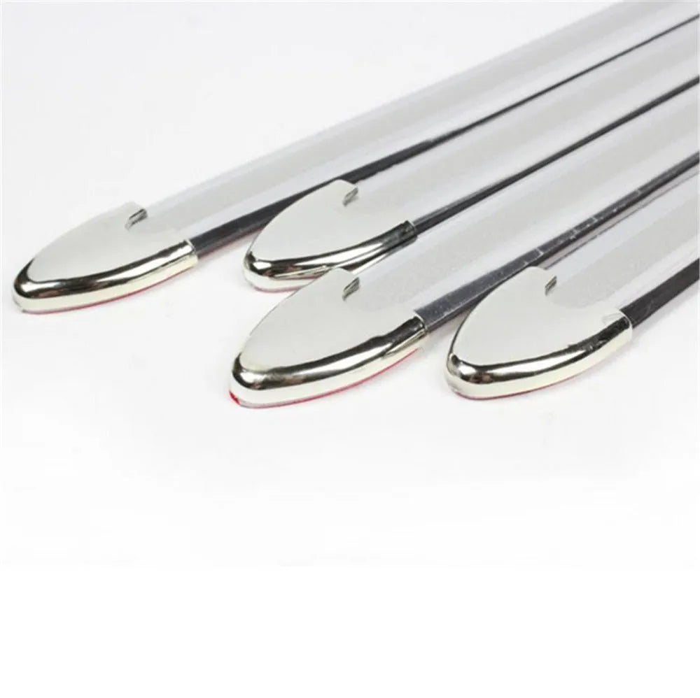 Set of 4 silver electroplated car anti-collision bumper protector strips 41cm long