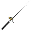 Mini portable fishing pole telescopic carbon fibre lightweight spinning reel handle in black colour