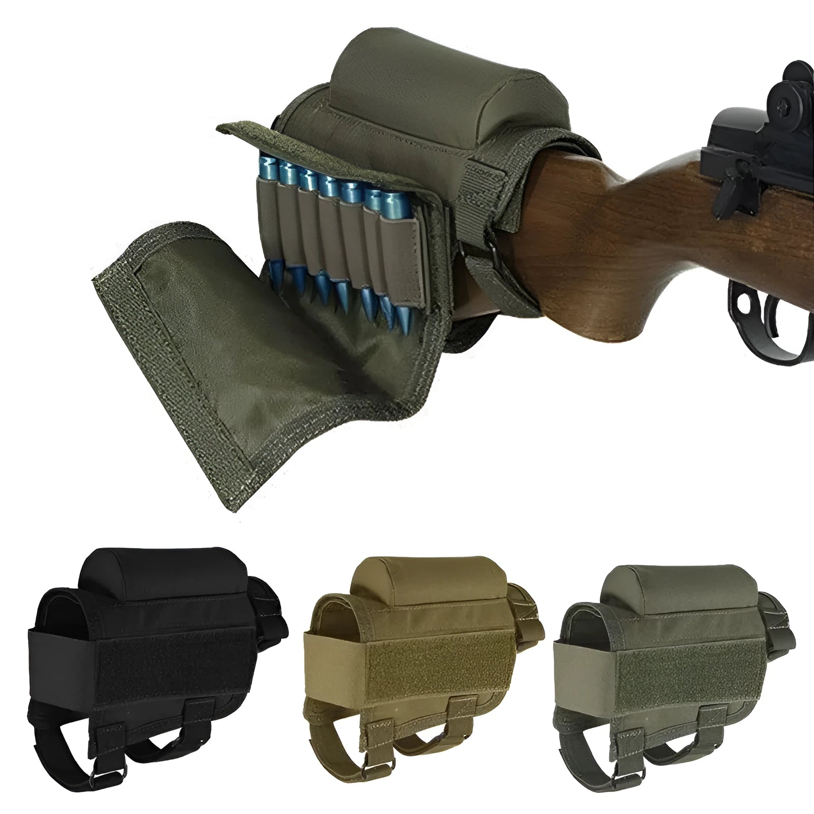 Tactical Crown ambidextrous nylon cheek rest with ammunition carrier for .308 and .300 Winmag in black