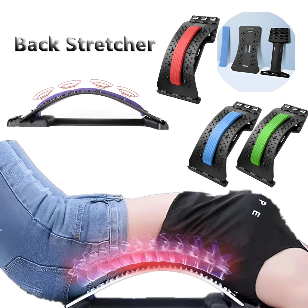 Adjustable back cracker massager with multiple massage heads in rectangular trapezoid shape