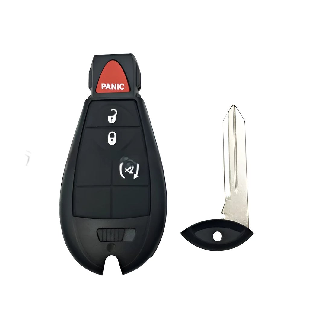 Blank nylon and ABS brass replacement car key shell for Dodge Chrysler smart keys, 85mm long.