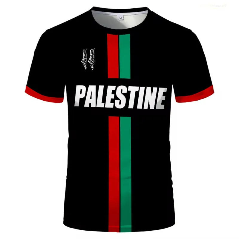 Black football T-shirt with 3D printed design showing textured pattern on front