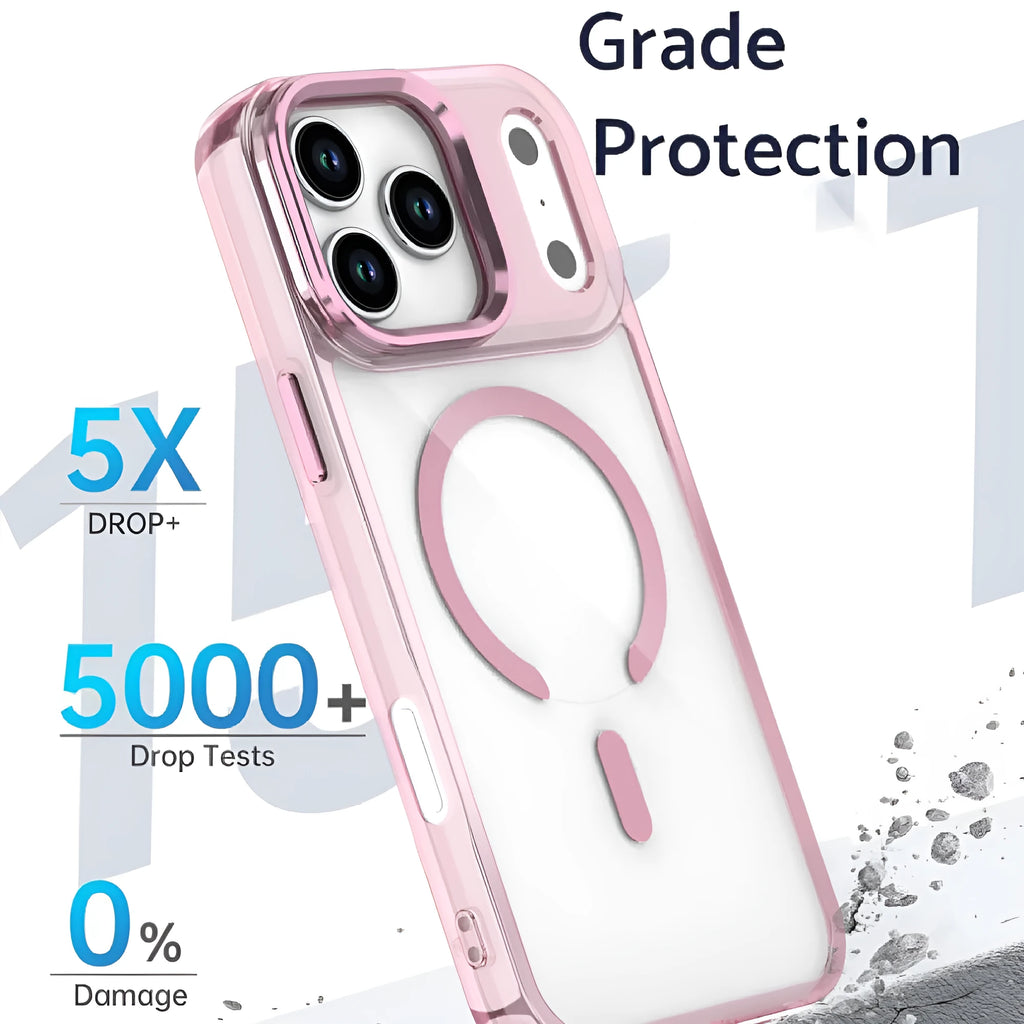 Magnetic transparent TPU acrylic phone case for iPhone 14-17 with drop resistance and light and shadow effect in transparent black