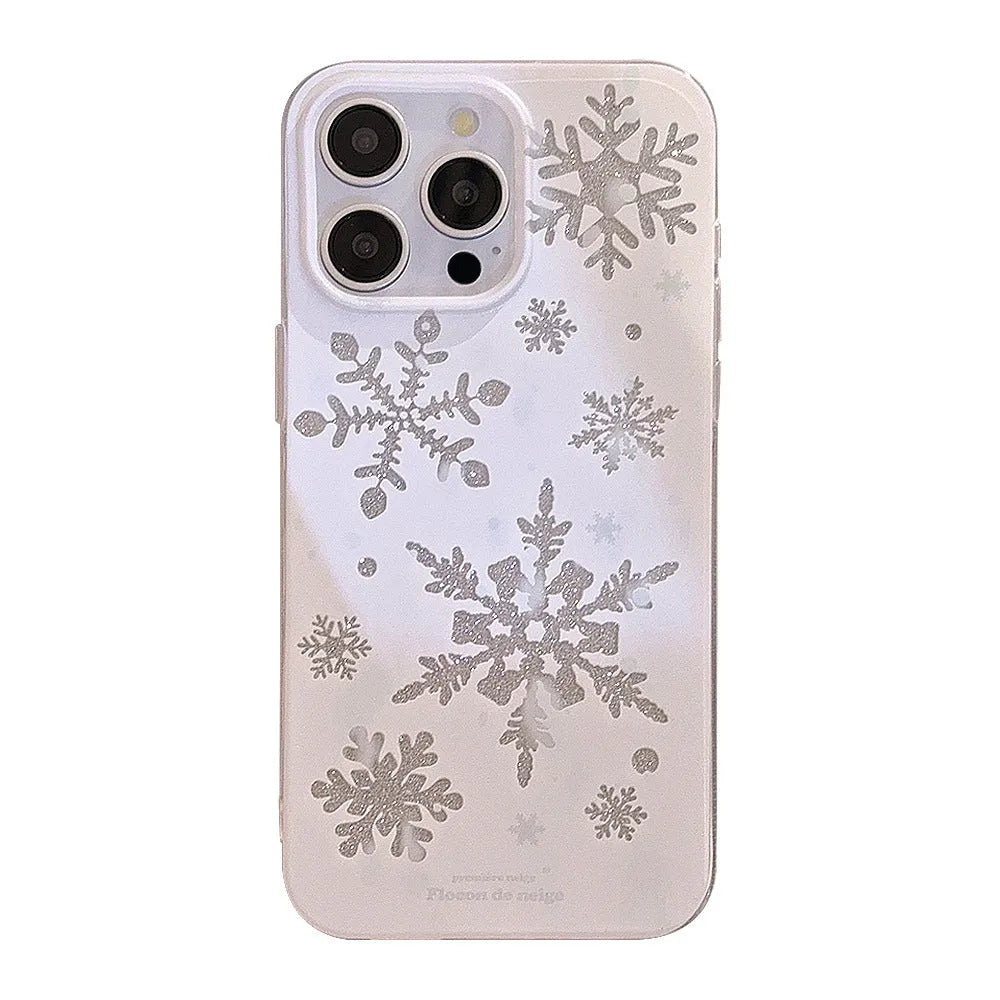 Winter floating cream silicone TPU phone case for Apple iPhone with glitter finish