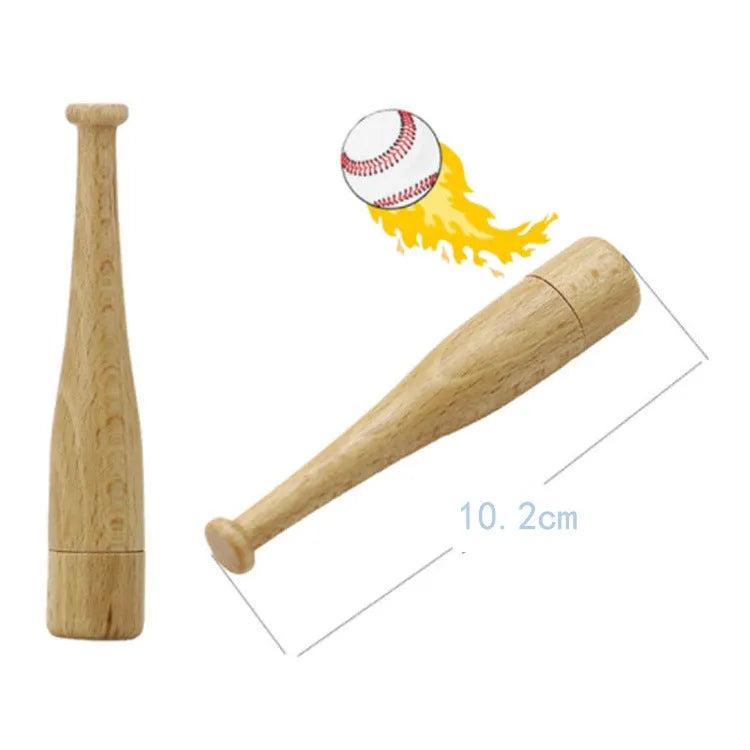 Wooden baseball bat shaped USB flash drive with 16GB storage capacity on wooden surface