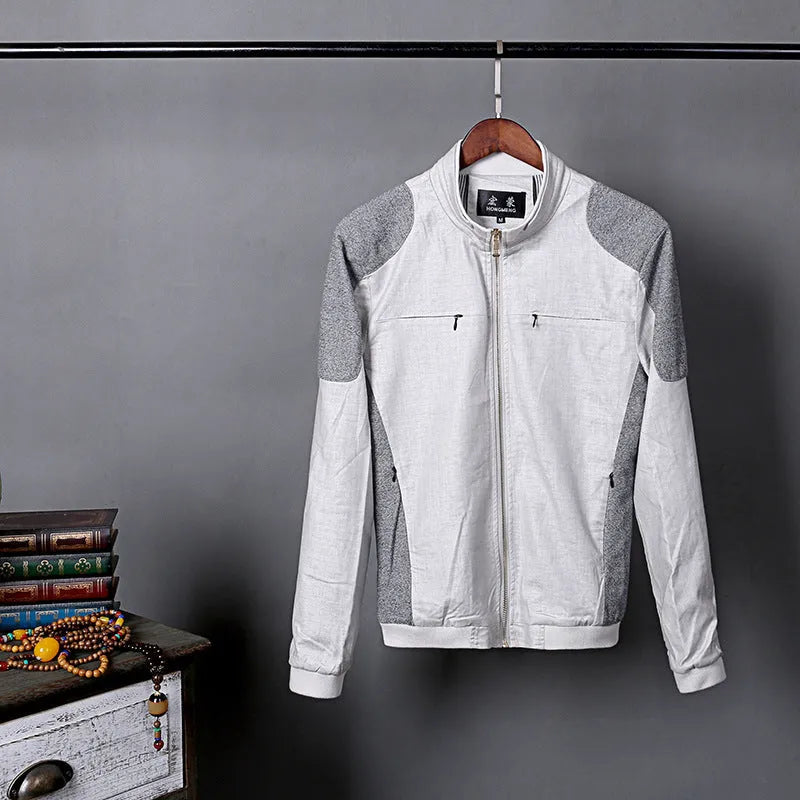 Men's thin linen-style cotton jacket in blue, regular fit, casual leisure wear