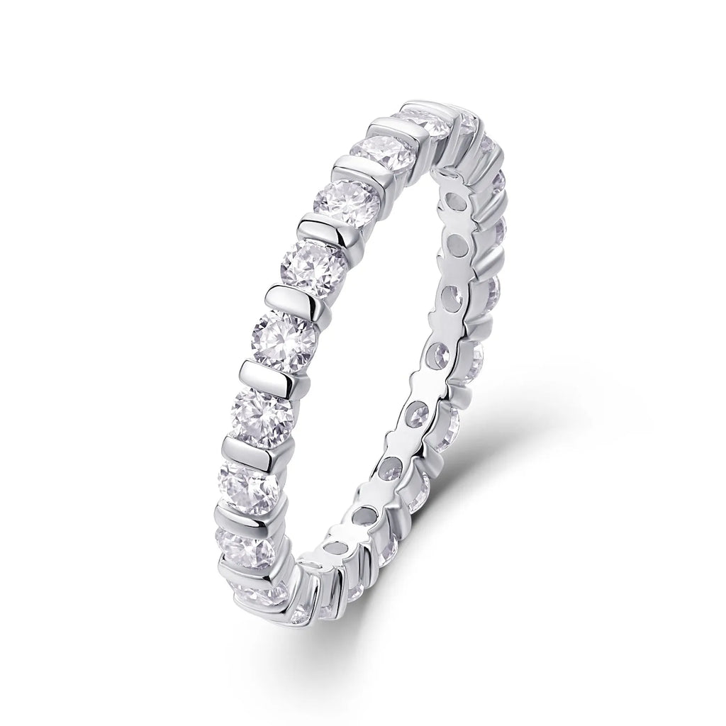 S925 silver moissanite wedding ring set with platinum plating, shown in gold, platinum, and rose gold finishes.