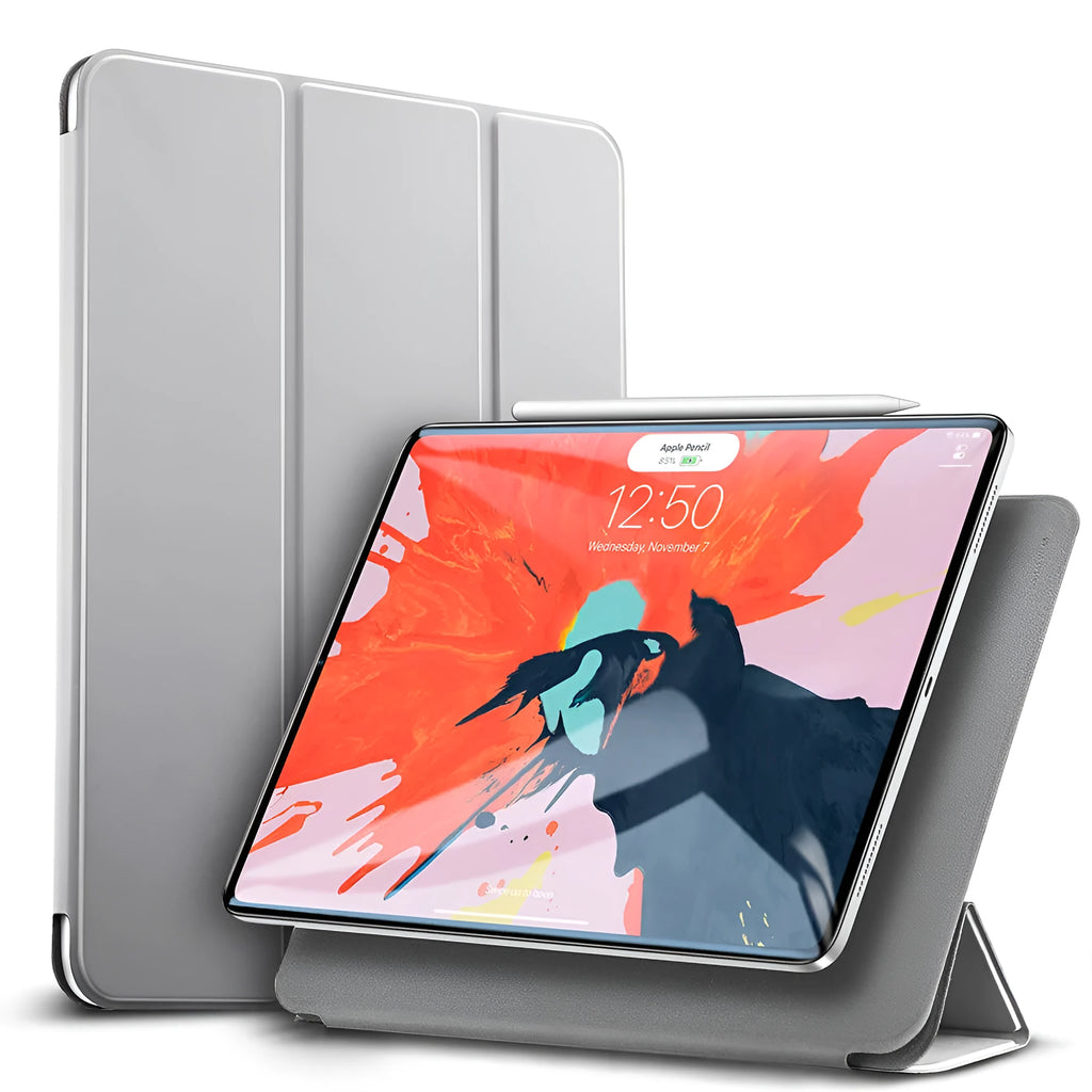 Magnetic smart case for iPad Pro 11 with trifold stand and Apple Pencil charging support in black