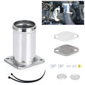 BMW E46 diesel EGR delete kit with black blanking plates, vacuum plug, and mounting hardware