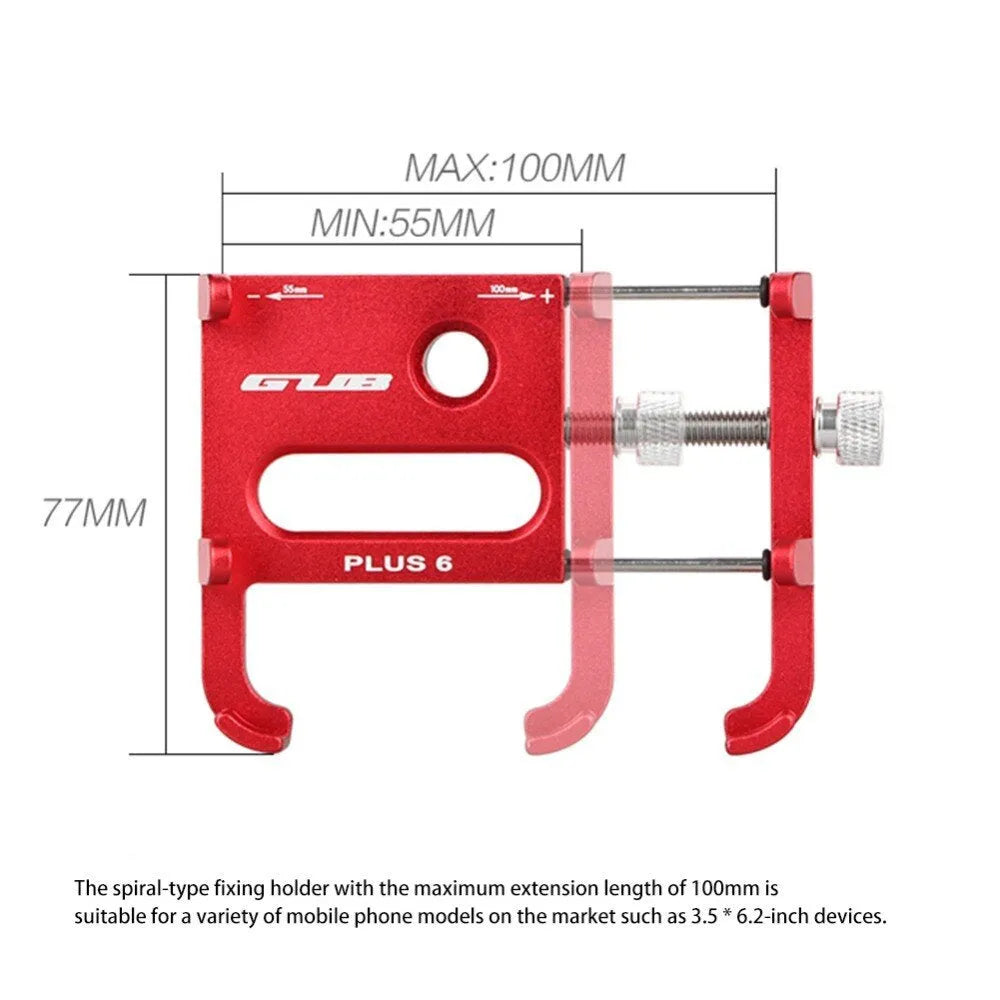 GUB Plus motorcycle phone holder in aluminium alloy with adjustable clamp for handlebars