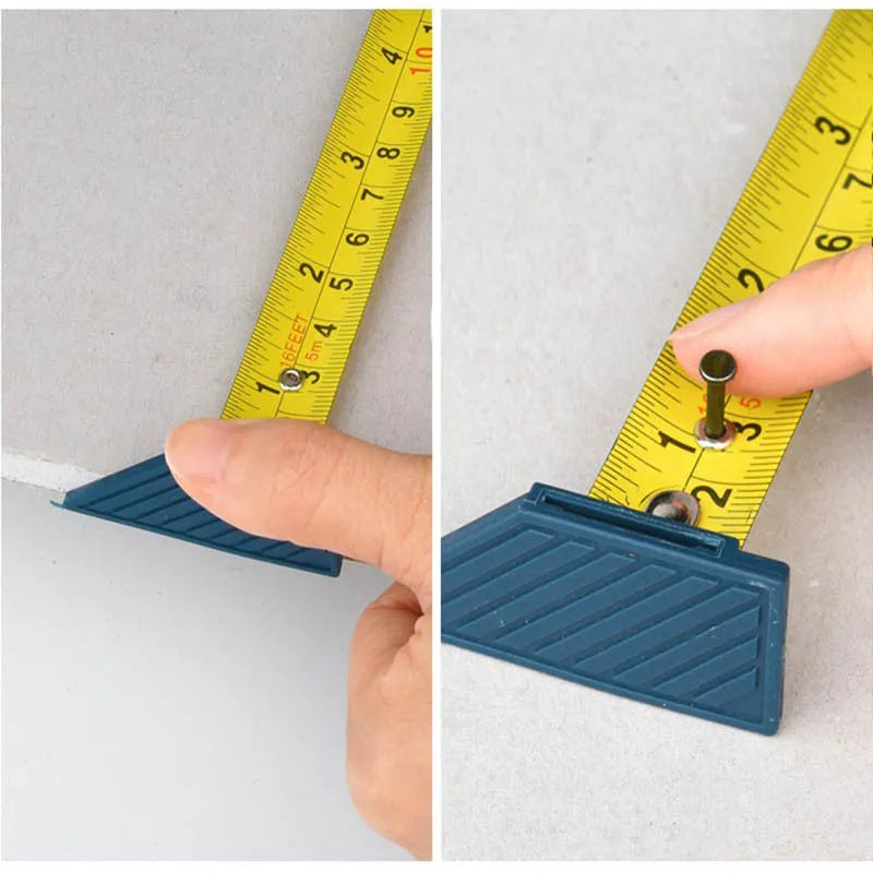 Blue aluminium alloy and TPR plastic woodworking cutter tool with measuring scale.