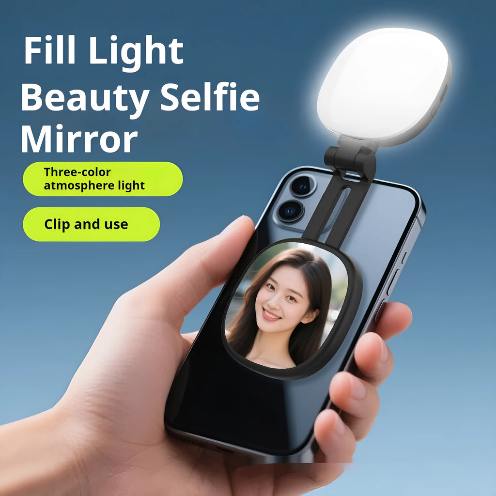 Mobile phone magnetic selfie fill light with dimmable LED ring and three colour temperature settings