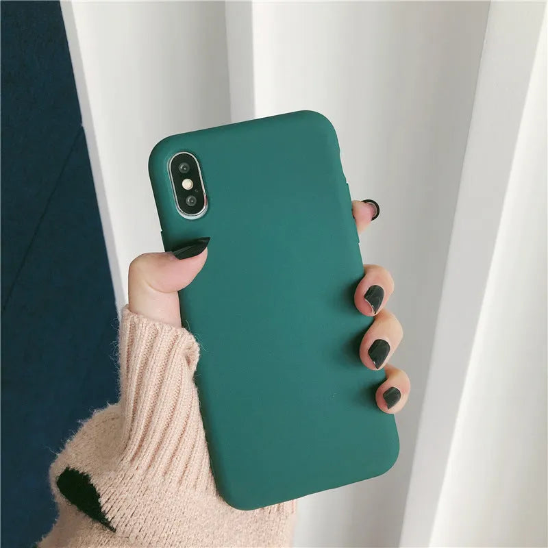 Silicone phone case for iPhone XR and XS Max shown in various colours including wine red and rose gold