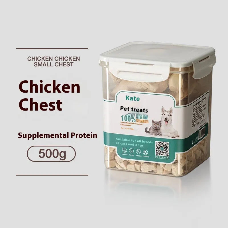 500g bag or can of freeze-dried chicken grain cat treats without shreds