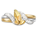14K gold electroplated prayer hands ring for women, geometric design, alloy with artificial gem inlay, 4 grams, gold finish