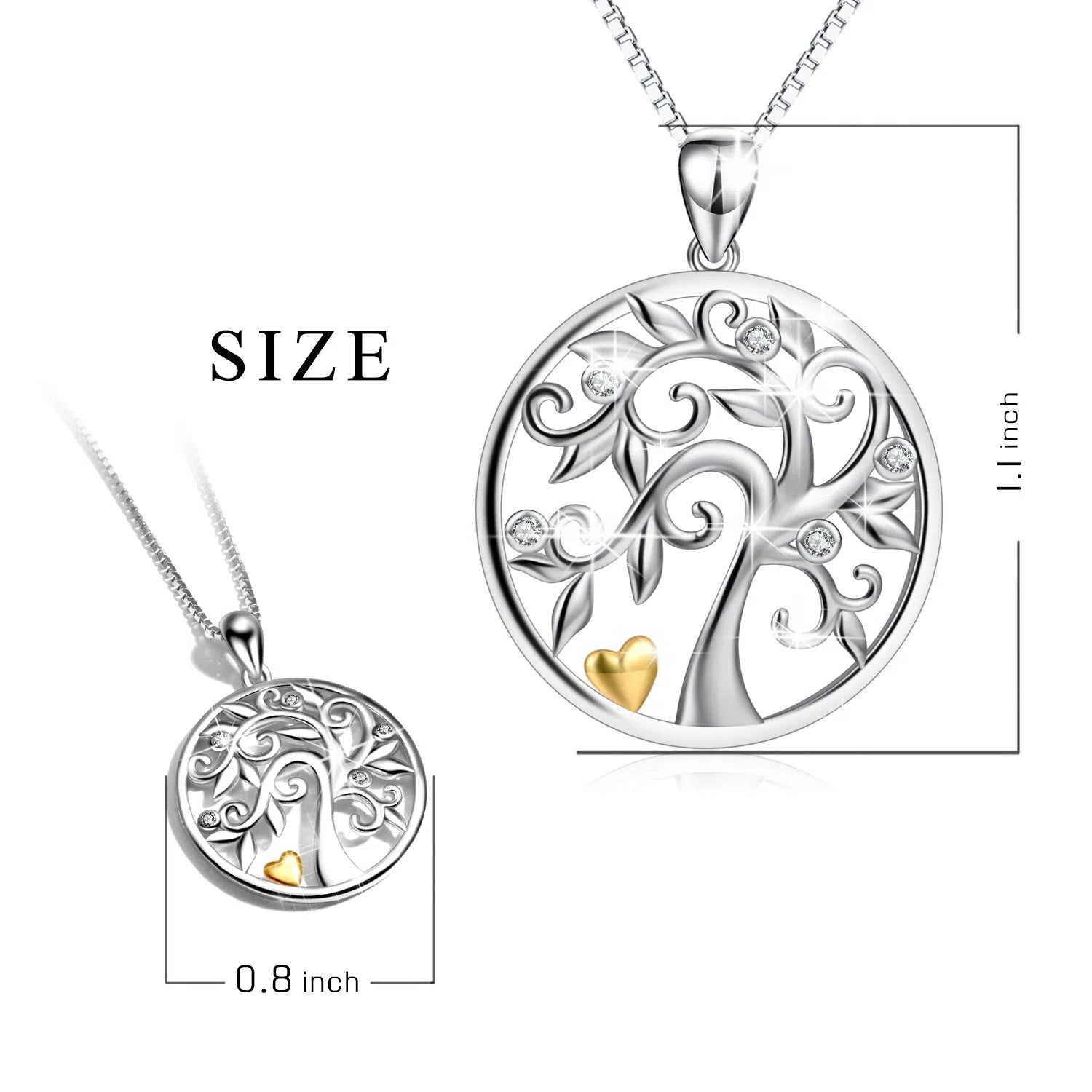 925 silver tree of life pendant necklace hollow out design with micro inlaid zircon on 18 inch chain