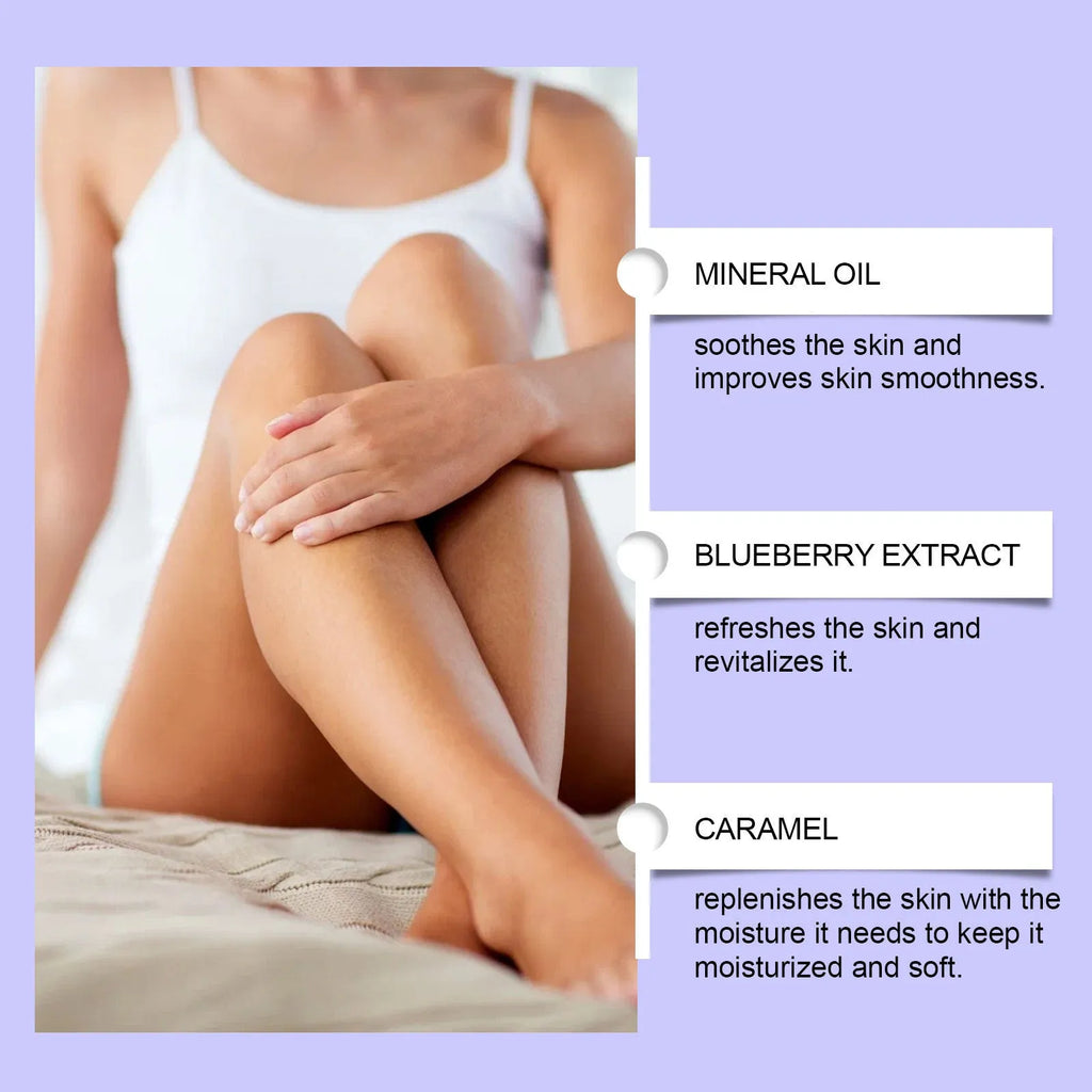 Blueberry caramel body scrub cream in 100g tube with mild exfoliating formula
