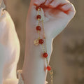 Red agate and alloy double-layer bracelet with animal modelling and square pattern design in gift box