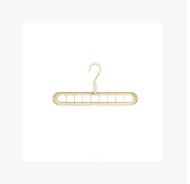 Plastic clothes hanger with a white hook on a pink background, showing its 33 cm length and rotatable handle.