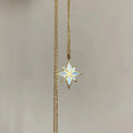 18K gold six pointed star clavicle chain on stainless steel O chain, 45cm length, gold colour