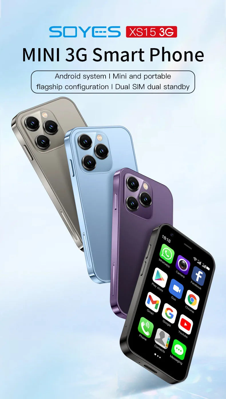 S23PRO & XS15 mini smartphone in black, green, or pink purple with straight plate design