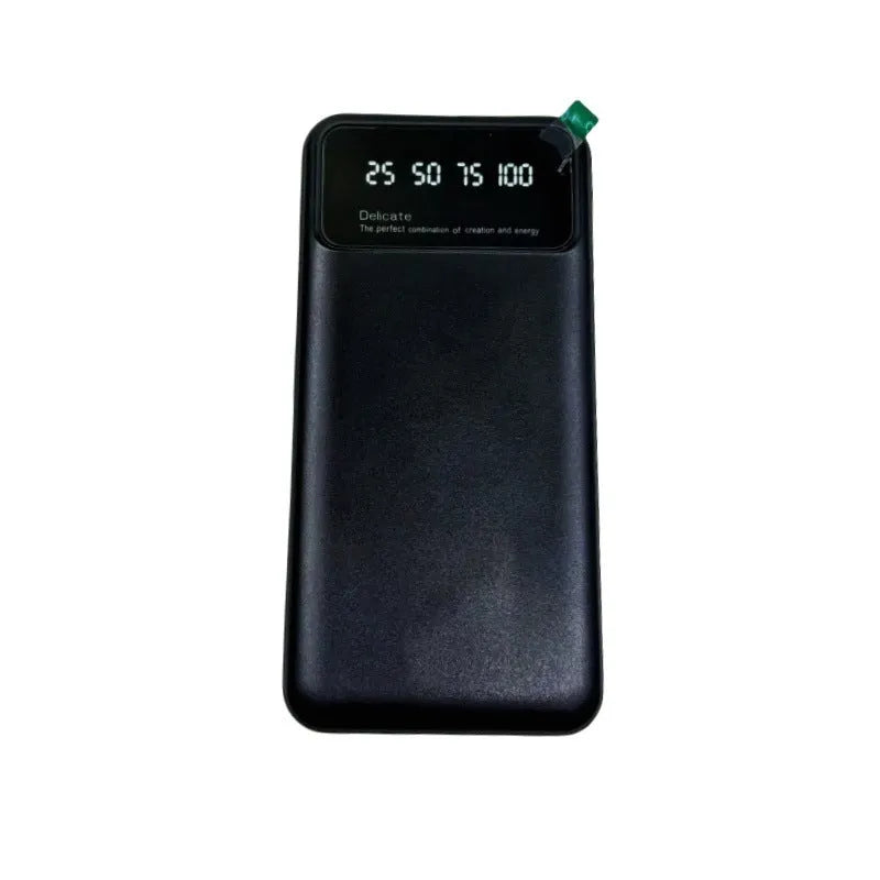 Black ultra-thin power bank showing compact design with 10000mAh capacity