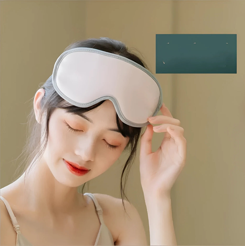 Portable eye SPA massage goggles in pink or green with steam and vibration functions