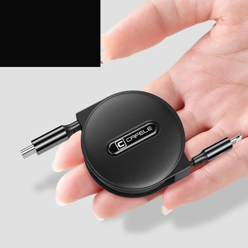Black 18W PD single-port charging head with PD cable set, five-step adjustable length