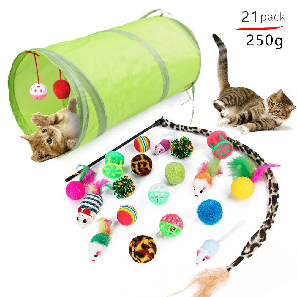 Cat toy set with cat stick plush feather and PP toys multi-style options for all cat breeds