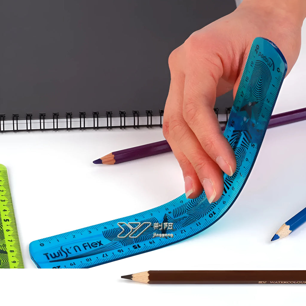 Soft bendable plastic ruler in 15cm 20cm and 30cm lengths with clear double-sided 5mm scale